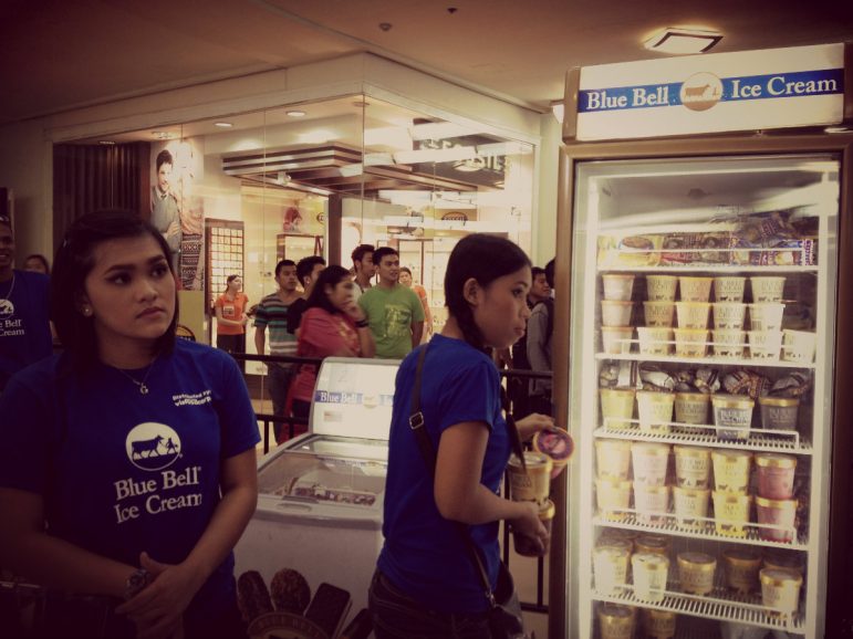 Blue Bell Ice Cream scooping station in Cebu