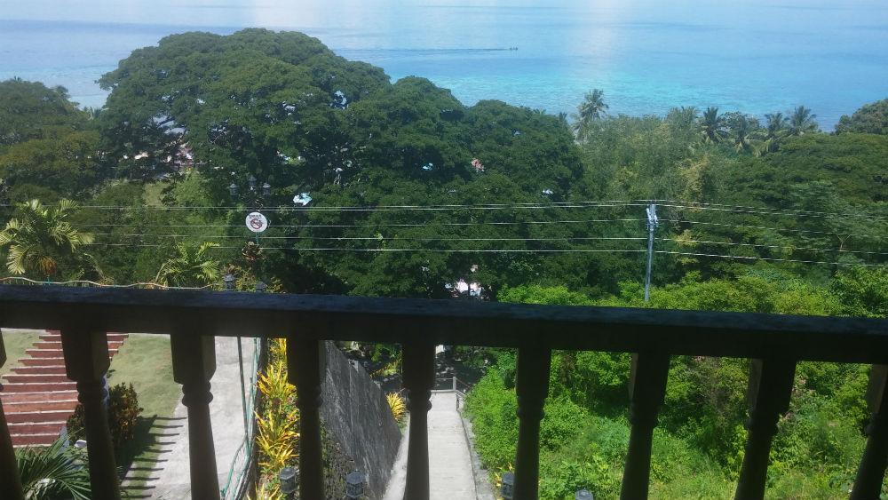 View of Tañon Strait from the centuries-old watchtower in Samboan. Below is the Escala de Jacob, a stone staircase that provided coastal communities easier access to the church in olden times.