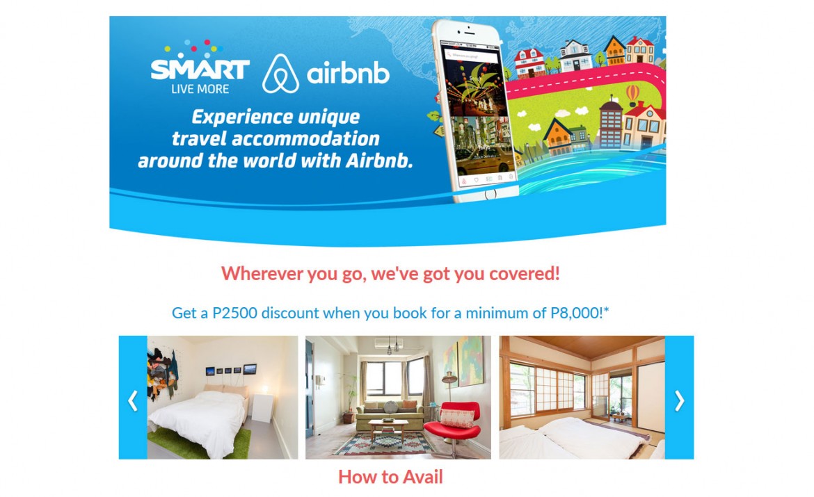 Smart subscribers will get as much as P2,500 discount when they book a stay in Airbnb.