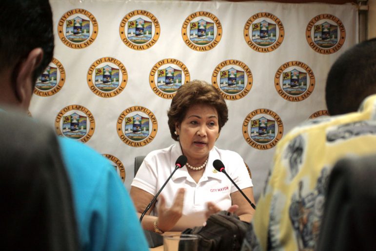 Lapu-Lapu City mayor Paz Radaza says another candidate is trying to lure voters by giving them insurance cards. (Photo from www.news.lapulapucity.gov.ph)