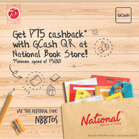 Get P75 cashback when you shop with GCash QR in National Book Store branches