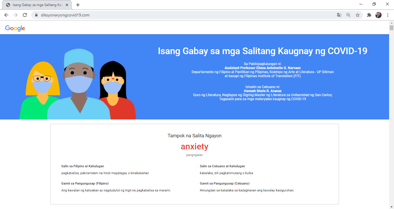 Google Philippines launches site for COVID-19 terminologies in Filipino, Cebuano