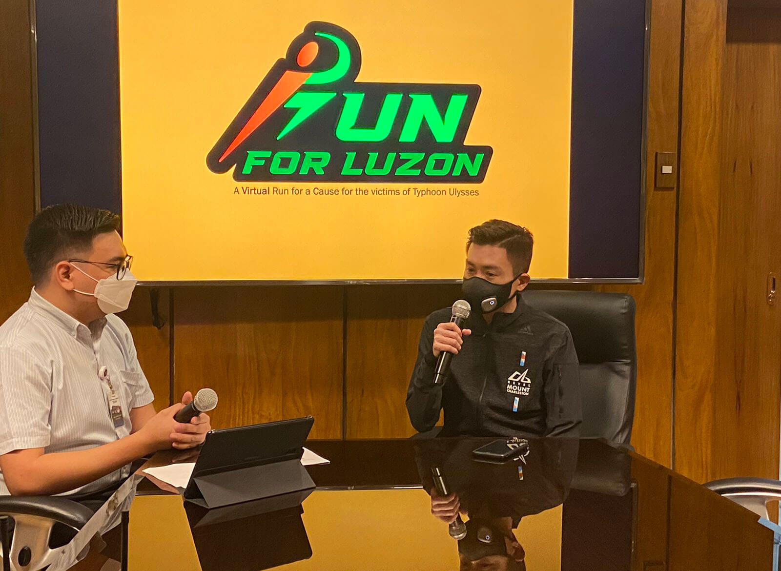VIRTUAL RUN. CebuDoc Group President and Run For Sight Chairman Dr. Potenciano "Yong" S.D. Larrazabal, III talks about iRun for Luzon, a virtual run they are organizing to raise funds to help families in Luzon devastated by recent typhoons. With him is Nagemine Mier Villegas, CebuDoc Group marketing head.