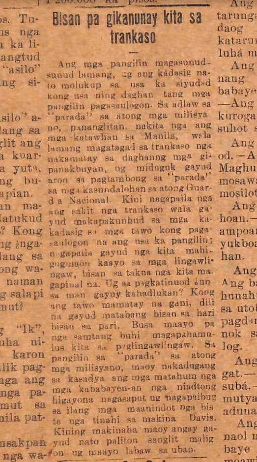This article came out on the January 28, 1919 issue of Bag-ong Kusog.