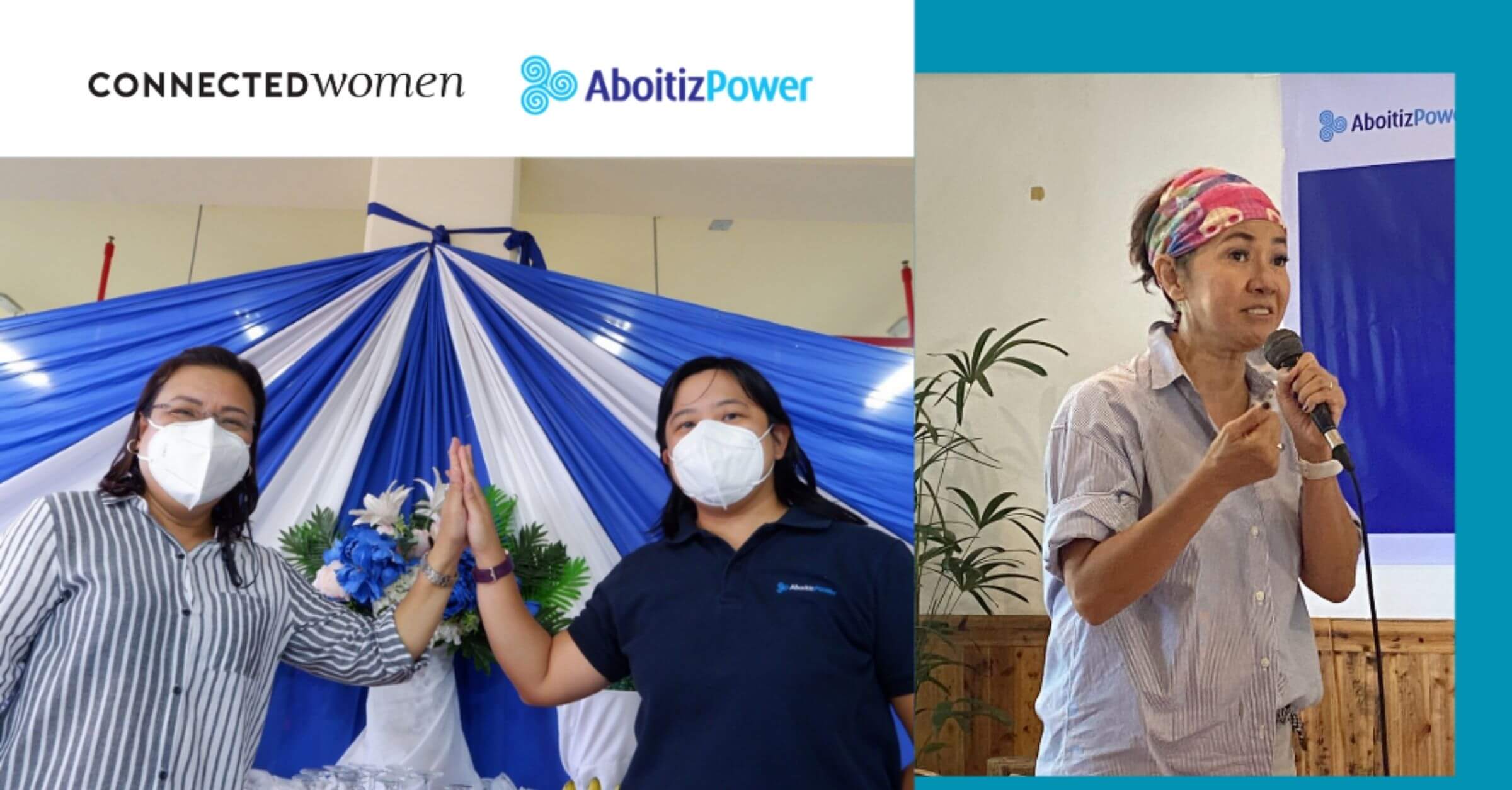 (From left) Toledo City Mayor Marjorie “Joie” Perales, AboitizPower Coal Business Unit Vice President for Corporate Services Ginger Tanchi and Connected Women co-founder Ruth Yu- Owen at the MOA signing in Barangay Bato in Toledo City last March 23, 2022.