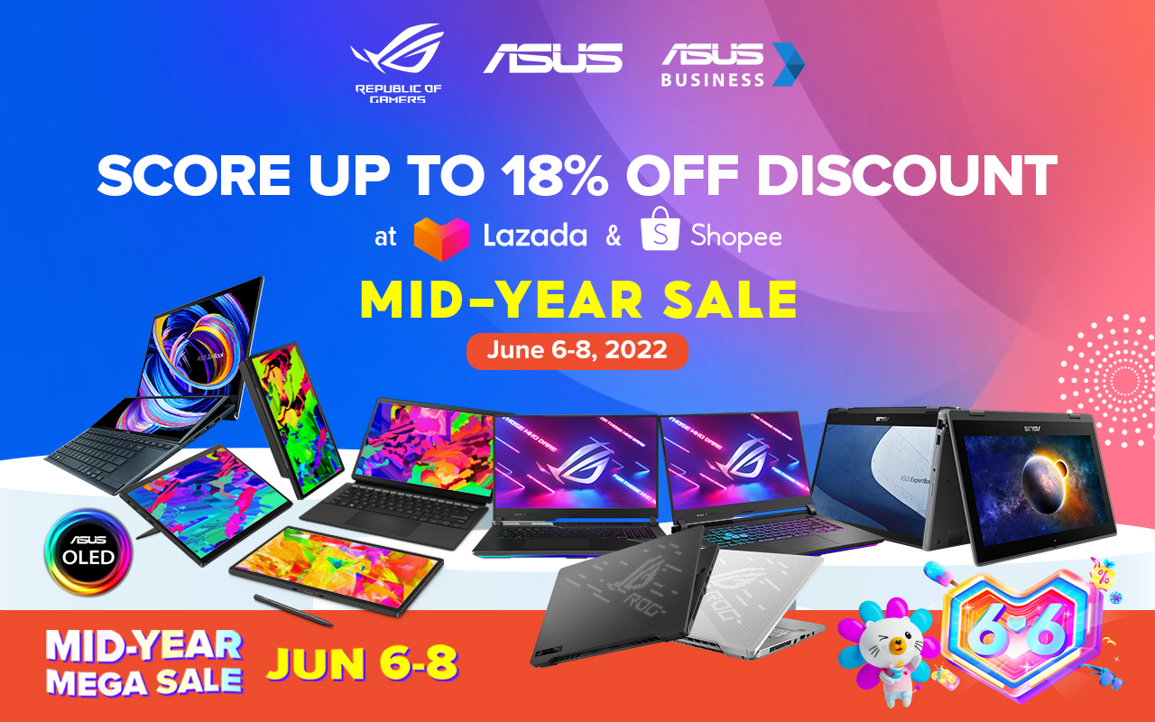 Enjoy as much as P18K off on select ASUS, ROG laptops during 6.6 mid-year sale