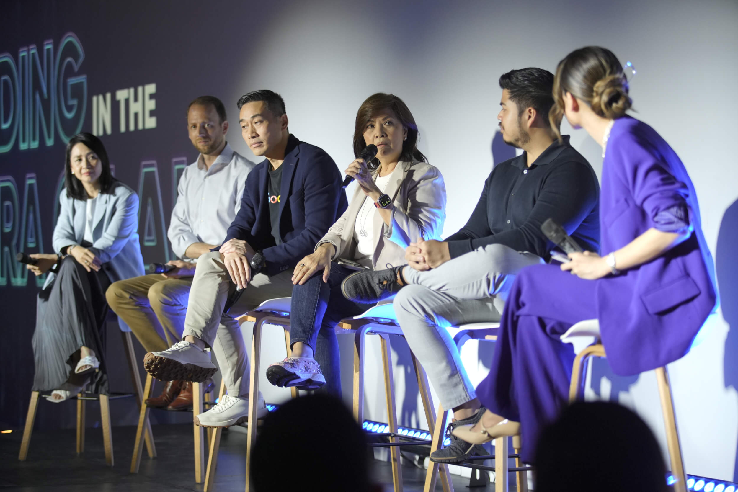 UNLEASHING THE POTENTIAL: AI’S IMPACT ON BUSINESSES (from L-R): Analytics & Artificial Intelligence Association of the Philippines President Michelle Alarcon, Thinking Machines VP for Growth Niek Van Veen, Google Regional Head, Cloud AI Customer Engineering (SEA) Dambo Ren, Germaine Reyes – CEO & President, Synergy, YouGov  Inigo